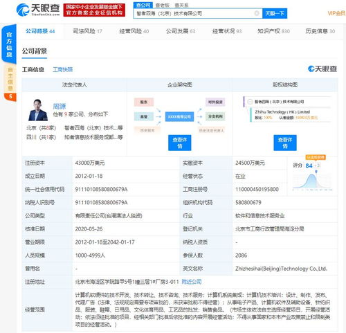 快訊 關(guān)聯(lián)公司注冊資本大幅提升至4.3億元，彰顯技術(shù)開發(fā)領(lǐng)域擴張雄心